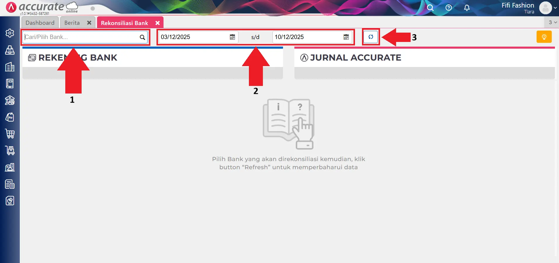 Rekonsiliasi lebih dari 1 mutasi bank yang dicatat dalam 1 transaksi